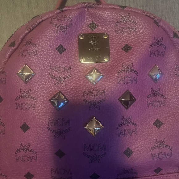 MCM Pink Logo Studded Backpack main image 6